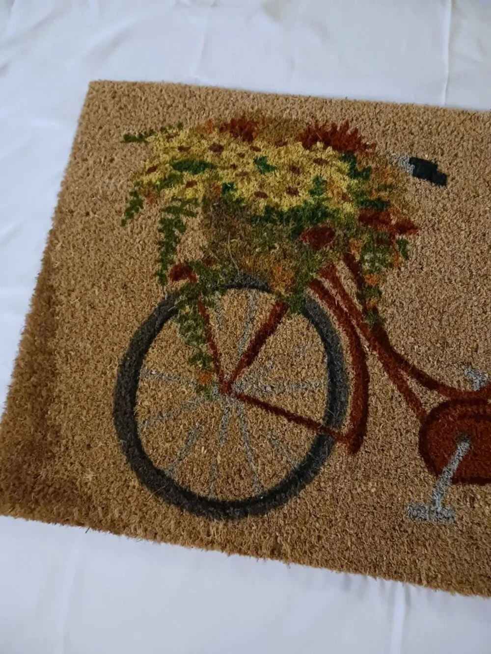 Pier 1 18x30 Rubber Back Coir Floral Bicycle Doormat